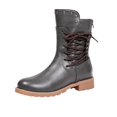thumbnail image 4 of YOUYEDIAN Boots for Women Side Lace-up Versatile Ankle Mid Top Booties Block Low Heel Comfy Casual Outdoor Shoes, 4 of 5