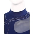 thumbnail image 6 of YiZYiF Womens Shiny Rhinestone Gymnastics Unitard Sleeveless Mesh Splice Figure Skating Dance Jumpsuit Navy Blue XL, 6 of 7