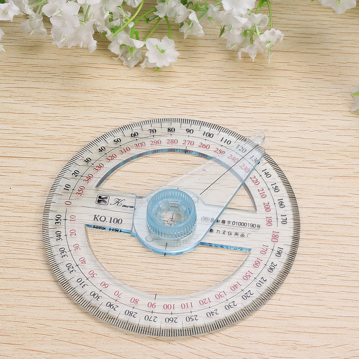 10cm Plastic 360 Degree Protractor Ruler Angle Finder Swing Arm Office
