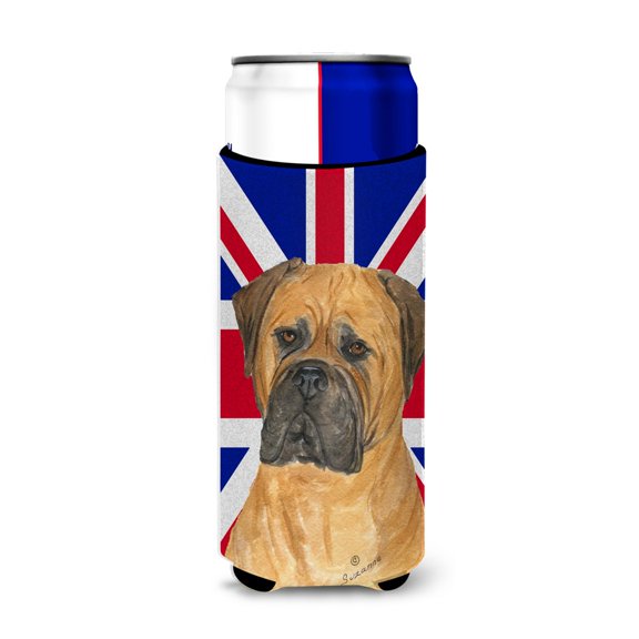 Bullmastiff with English Union Jack British Flag Ultra Hugger for slim cans