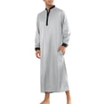 thumbnail image 2 of CAMISA DE NOCHE SATINADA INSPIRE CHIC PARA HOMBRES DE MANGAS LARGAS CON CUELLO CERRADO, VESTIDO DE SUEÑO, ROPA DE NOCHE GRIS TAMAÑO S, 2 of 5