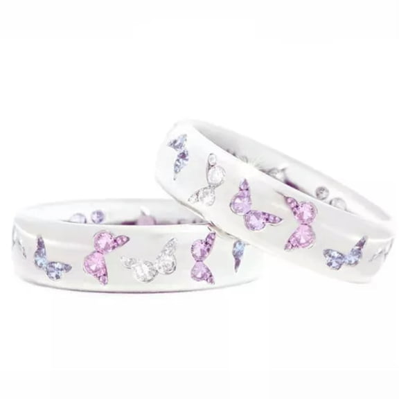 QQTDFG Retro 925 Silver Women Cubic Zirconia Rings Wedding Party Band Jewelry Gifts-Pink-11