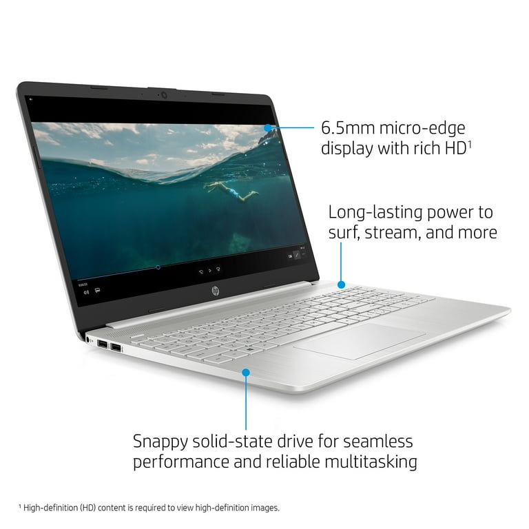 HP 15 Laptop, Intel Core i3, 16GB SDRAM, 256GB SSD, Silver