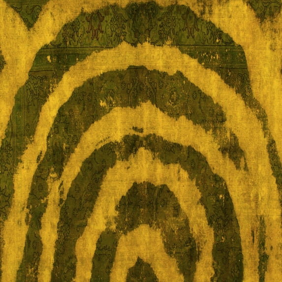 Ahgly Company Machine Washable Indoor Square Abstract Yellow Modern Area Rugs, 4' Square