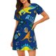 thumbnail image 1 of Fotbe Dinosaur In Space Bata de Dormir para Mujer con Estampado, Camisón de Algodón de Manga Corta, Ropa de Dormir Casual, 1 of 6