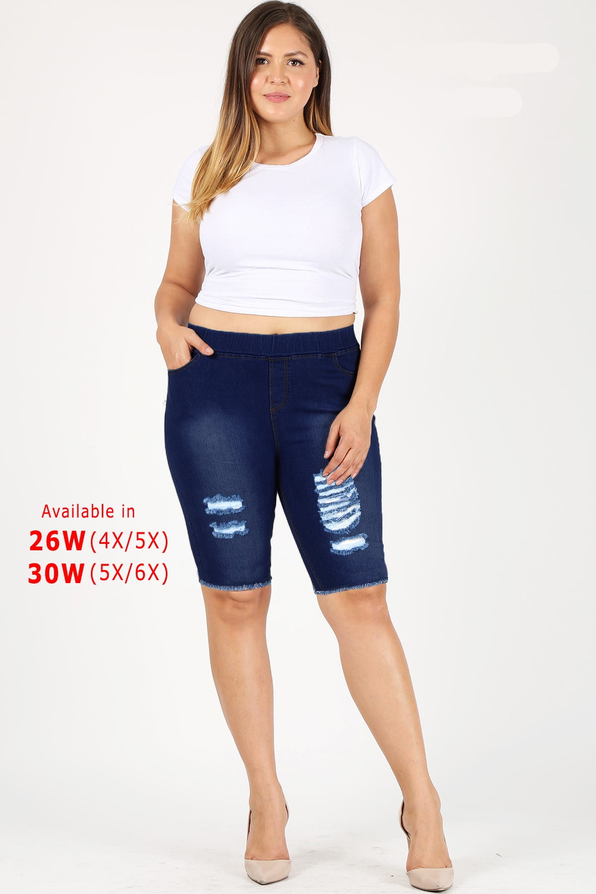 Extended plus size denim jeggings shorts waisthugging fit 4X to 5X