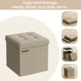 thumbnail image 3 of 11.8 Inches Ottoman with Storage, Folding Footstool, Storage Ottoman Bench, Cube Storage Chest, Bedroom Bench with Storage, Synthetic Leather, for Living Room, Bedroom, 3 of 6