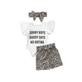 thumbnail image 1 of CNKOO Infant Girls Clothes 3pcs Set Shorts Ruffle Sleeveless Romper +Leopard Shorts+Headband, 1 of 7