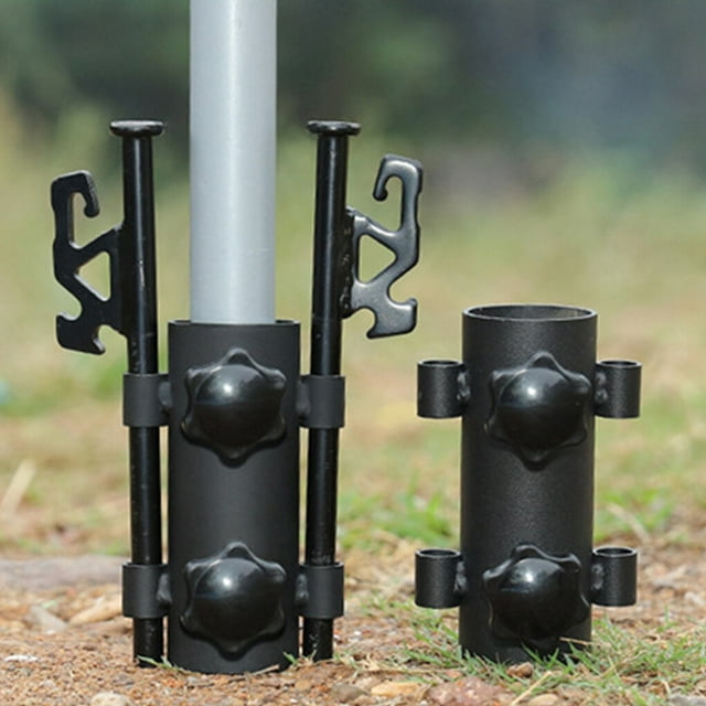 2 Pcs Piquets de Sécurité en Acier Inoxydable pour Auvent, Cannes à Pêche avec Doubles Pointes, Kit de Tubes Universels Réglables pour Randonnée
