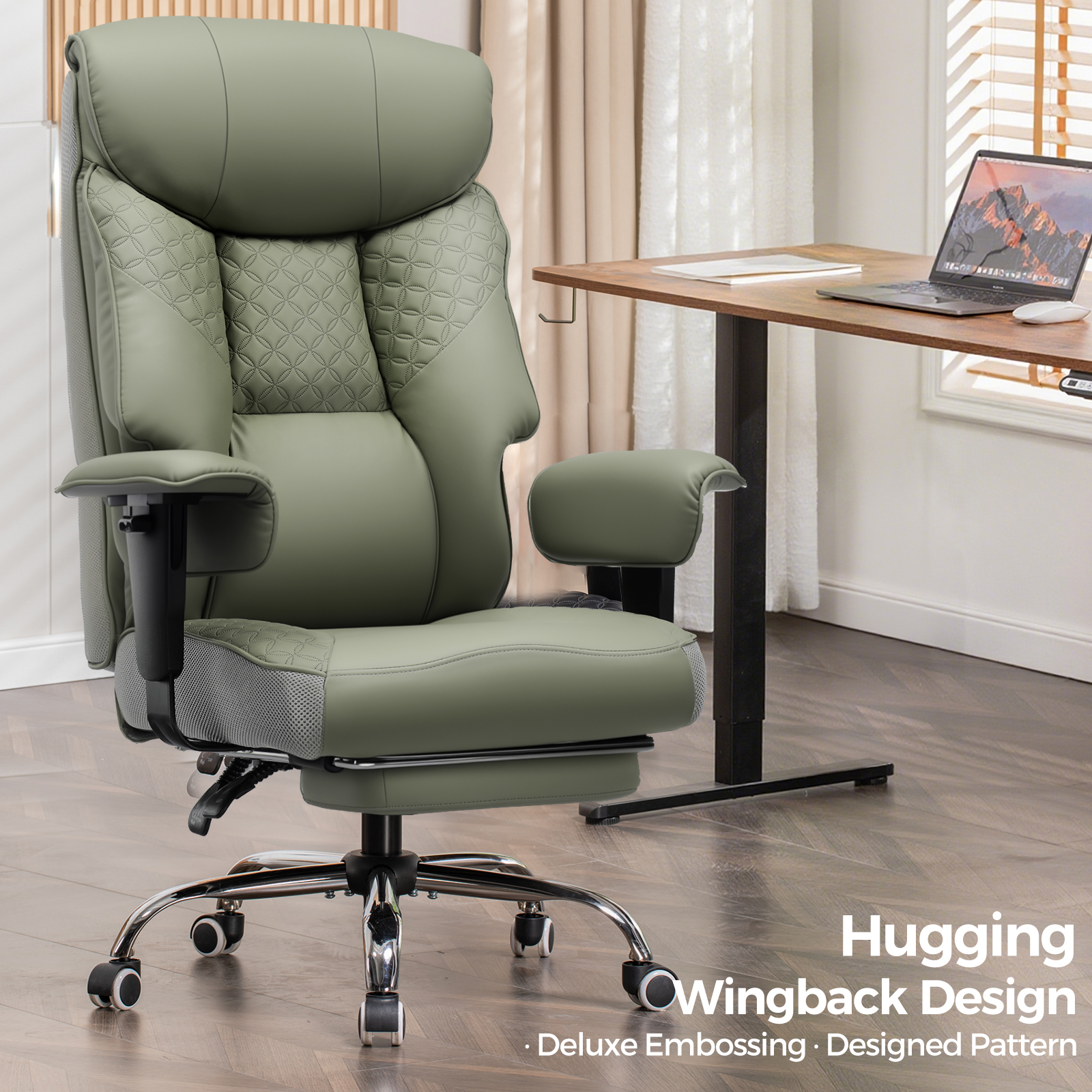 CloudRest Pro 400lbs Executive heavy duty office chair, High Back Ergonomic Computer Desk Chairwith Lumbar Back Support,Green
