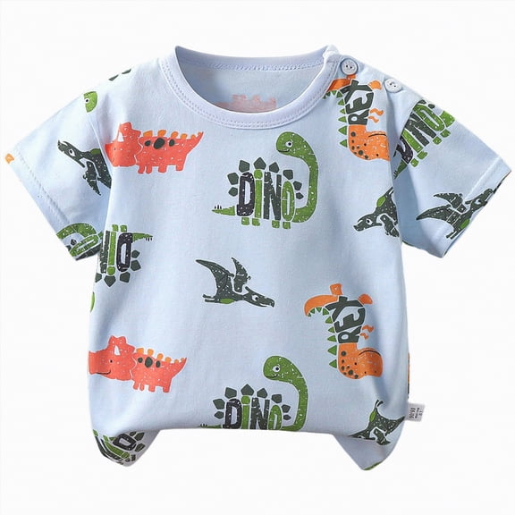 CAICJ98 Toddler Baby T Shirts Boys Girls Short Sleeve Tees 6 12 18 24 Months 2T 3T 4T 5T Cotton Casual Graphic Crewneck Summer Top for Kids (Sky Blue,2-3 Years)