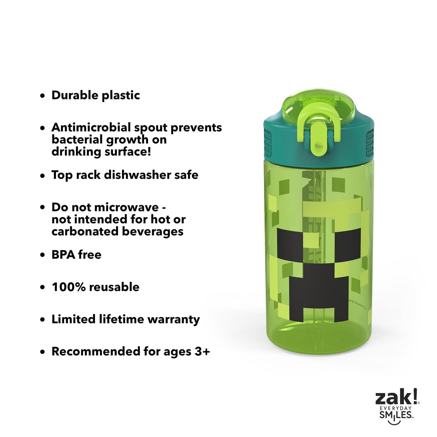 Zak Designs Minecraft 16oz Park Bottle, Minecraft 16oz Park Bottle