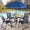 Dark Blue, variant on Walsunny 6 Piece Patio Furniture Set with Umbrella, Outdoor Patio Dining Set with 4 Folding Chairs and Tempered Glass Dining Table, Black