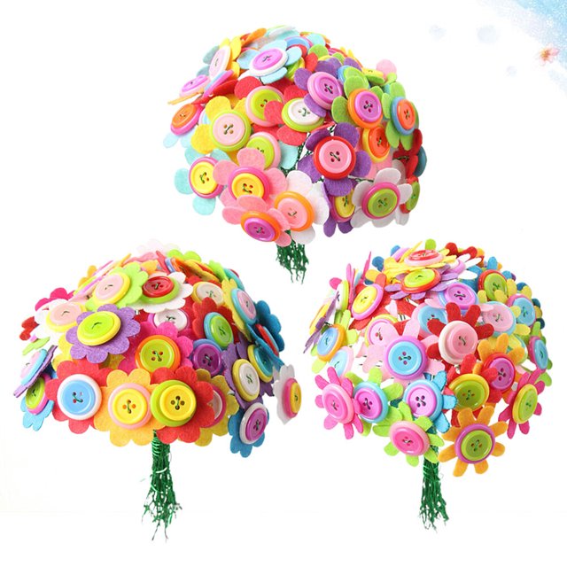 unbranded 3Sets Flower Bouquet Making Kit With Imagination Hand Eye Coordination For Kids Activities