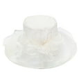 thumbnail image 2 of Floral Lace Sun Hat for Women – Elegant Wide Brim Beach Hat for Vacations, Resorts & Summer Style Clearance, Yubnlvae Womens Summer Dress Hat Wide Flower Bridal Shower , White, One Size, 2 of 3