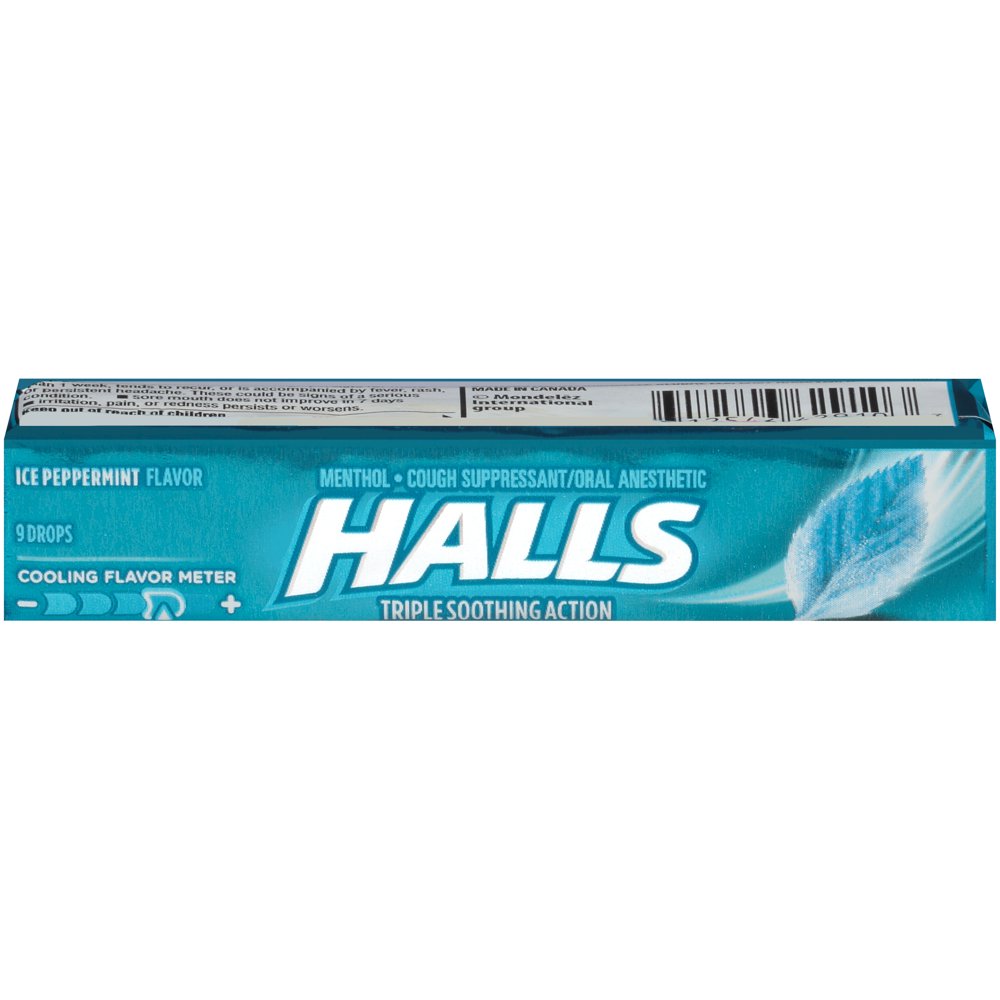HALLS, Ice Peppermint Flavor Cough Drops, 9 ct