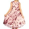 thumbnail image 2 of Sakkas Butterfly Tie Dye Tank Sheath Caftan Mid Length Dress - Beige - One Size, 2 of 5