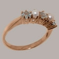 thumbnail image 3 of LBG British Made 10k Rose Gold Natural Aquamarine & Cultured Pearl Womens Eternity Ring - 33 size options - Size 7.5, 3 of 7