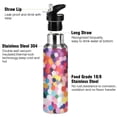 thumbnail image 3 of Yayeee 20oz Insulated Water Bottle Double Wall Stainless Steel with Flip Straw Lid, Black Colorful Circles, 3 of 7