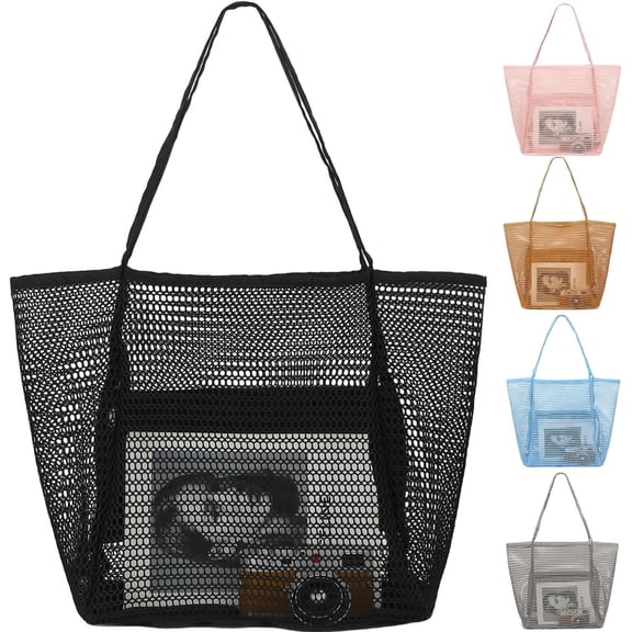 Mesh Beach Bag for Women, Summer Straw Tote Hobo Pool Bags with Zipper Pocket, Travel Cruise Essentials 2026