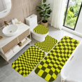 thumbnail image 5 of Yellow and Black Wavy Checkered Bathroom Rug Set 4 Piece,Includes Contour,Lid Cover,Bath Mat,Non-Slip Extra Soft Absorbent Washable, 5 of 5