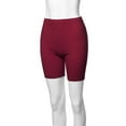 thumbnail image 5 of A2Y Women's Basic Solid Premium Cotton Mid Thigh High Rise Biker Bermuda Shorts Cabernet L, 5 of 5