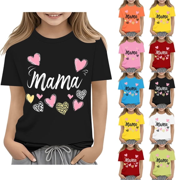 Frwgonr Girls Weekend T-Shirts Mama's Boy Tee Shirt Top Summer Short Sleeve Clothes for Mother's Day Blue, Size 3-16 Years