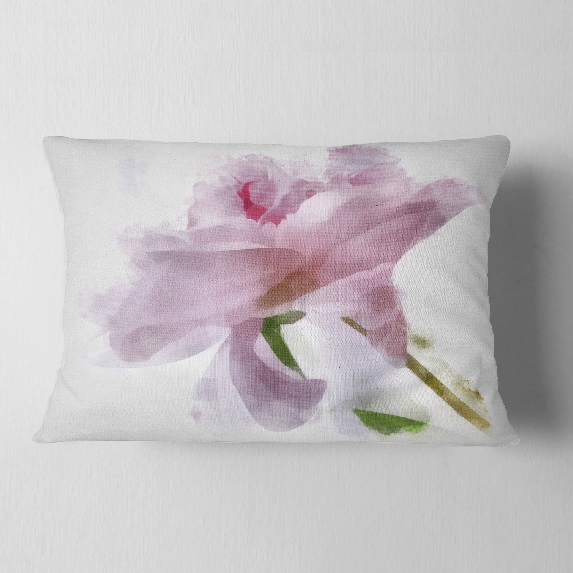Designart Light Blue Flower with Paint Splashes - Floral Throw Pillow - 12x20