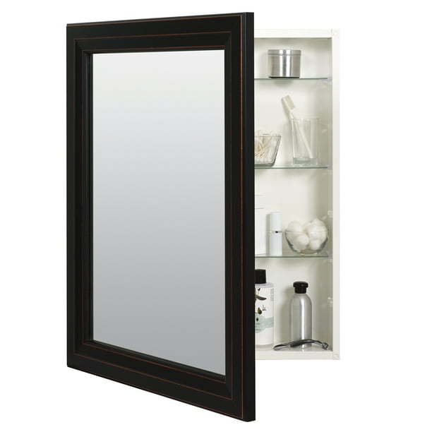 Zenna Home Recessed/Wall Mount Framed Mirror Medicine 24.5" x