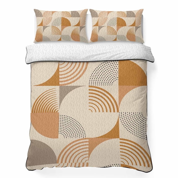 Bohemian 3 Piece Quilt Bedding Set with 2 Pillow Shams, Morandi Color Lightweight Bedspread Coverlet, Soft Breathable All Season Quilt, 79 x 90 Inch