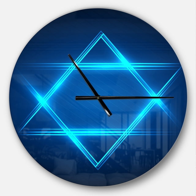DesignArt Horloge Murale Étoile de David Néon Grande