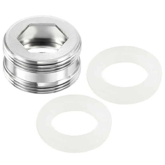 Uxcell M22*1.0 Male to M22*1.0 Male Thread Chrome Faucet Aerator Adapter Fitting, Silver