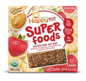 (Pack of 6) Happy Tot Organic Superfoods Bananas Strawberries & Sunflower Butter Bar, 5 count