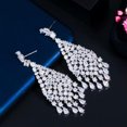 thumbnail image 5 of Sparkling White CZ Crystal Long Tennis Tassel Dangle Drop Earring for Women Prom, 5 of 9