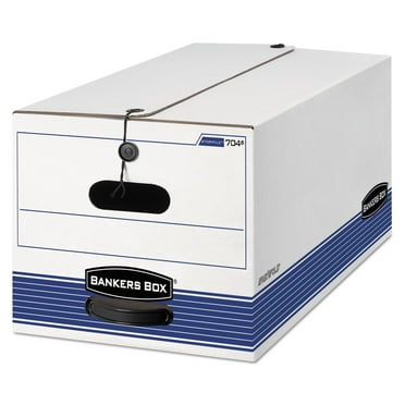 Bankers Box 0070403 12.25 in. x 24.13 in. x 10.75 in. STOR/FILE Medium-Duty Strength Storage Boxes for Letter Files - White/Blue (4/Carton)