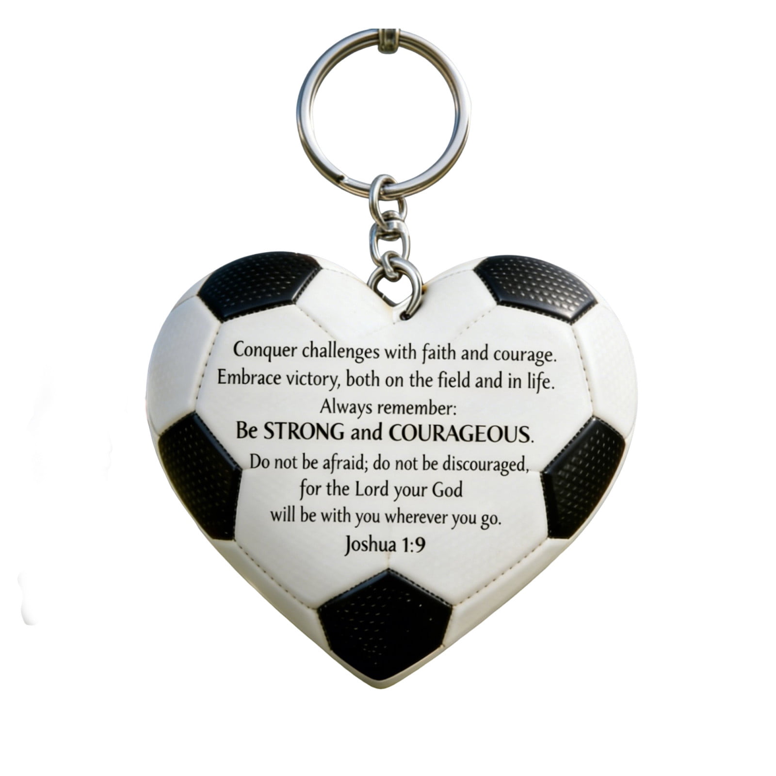 10Pcs Faiths In The Game Keychain, Yannianjz Faiths In The Game Heart Soccer Keychain, Inspirational Plastic Sport Key Ring, Soccer Ball Charm for Athletes, Motivation, Gifts