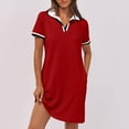 thumbnail image 6 of Mgmyaa Women's T-Shirt Dress Short Sleeve V Neck Casual Summer Tennis Golf Mini Shirt Dress with Pockets, 6 of 8