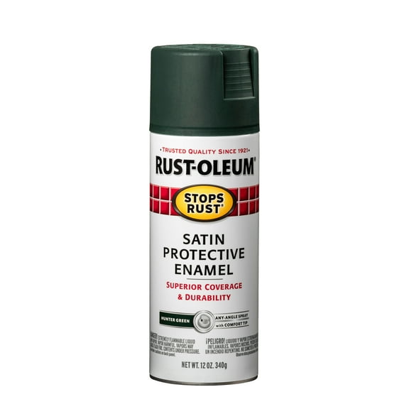 6 Pack, Hunter Green, Rust-Oleum Stops Rust Satin Protective Enamel Spray Paint-7732830, 12 oz