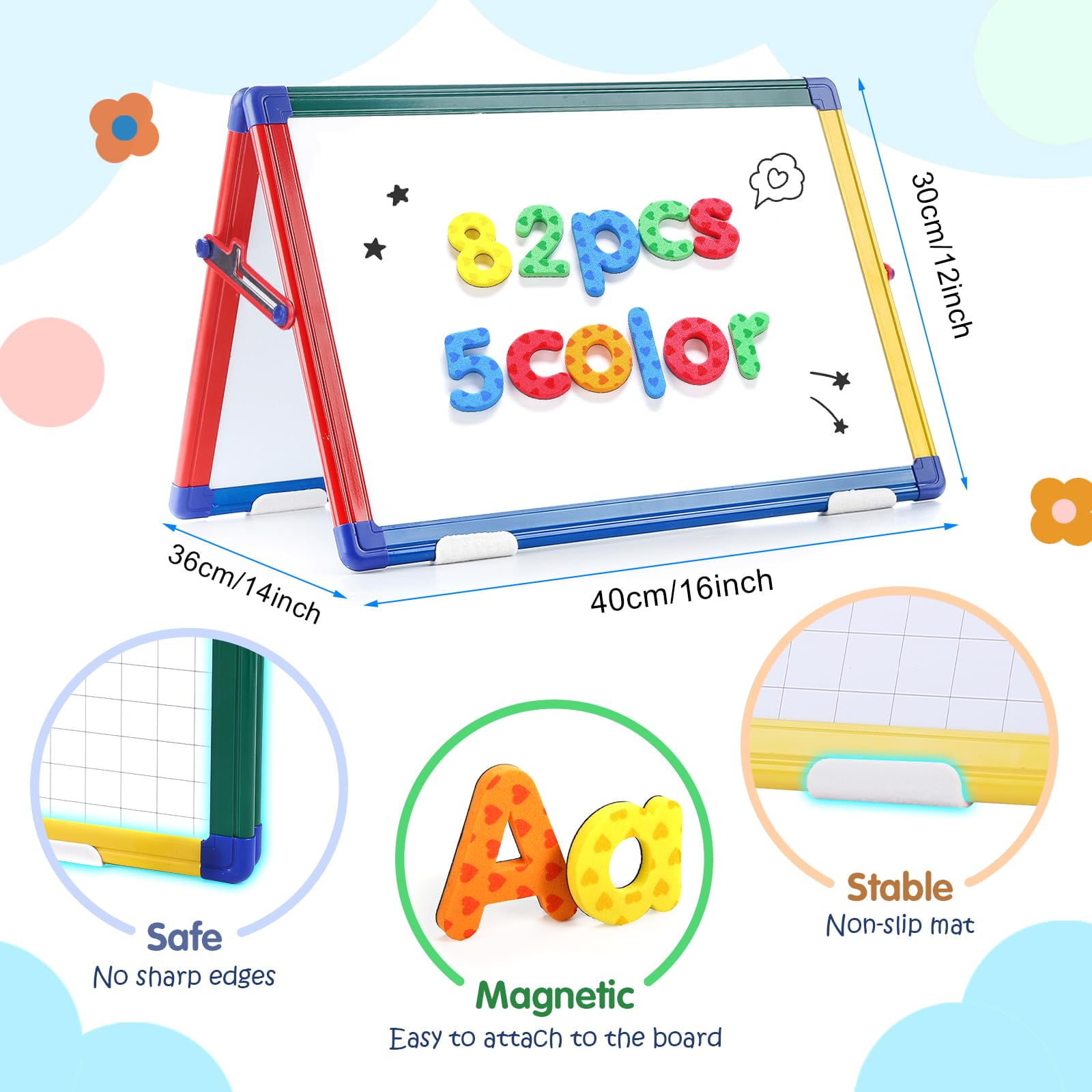 SWANCROWN Magnetic Double-sided Whiteboard Easel