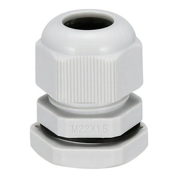 M22 Cable Glands Waterproof Plastic Joint Adjustable Locknut White for 10mm-13mm Dia Cable Wire