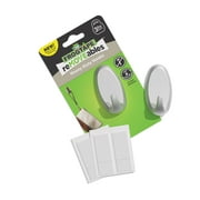 FrogTape reMOVEables Medium Brushed Nickel Heavy Duty Hooks, 2 Hooks and 4 Adhesive Strips