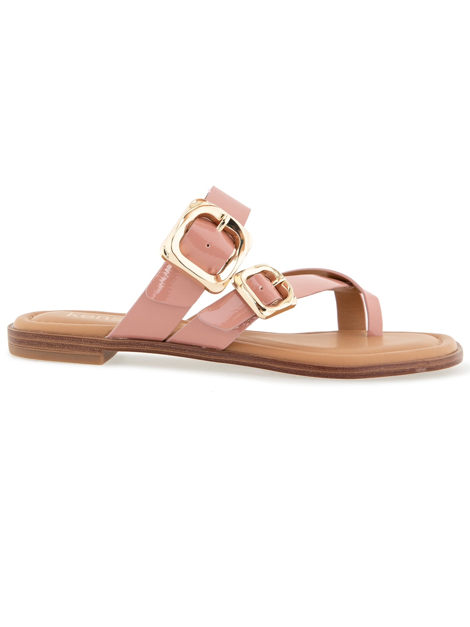 Kensie Women's Riri Crossover Flat Buckle Sandal