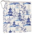 thumbnail image 6 of DouZhe Vintage Ink Blue Chinoiserie Pattern Shower Curtain, Waterproof Bath Curtains for Bathroom Decorations, 72 x 72 inches, 6 of 7
