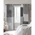 thumbnail image 4 of Gray Geometric Blackout Curtains for Bedroom Living Room Darkening Curtains 96 Inches Long Watercolor Ombre Modern Abstract Art Window Curtain 2 Panels Set Window Treatment Grommet Drapes 52"x96", 4 of 9