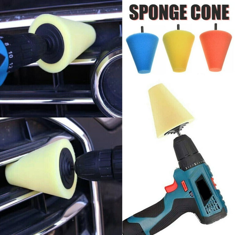 3x, Car Buffing Polishing Sponge Pads Kit, Foam Cone Polishing Wheel, For  Drill
