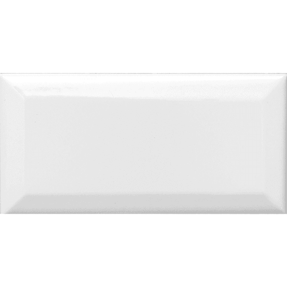 The Tile Life White Beveled Ceramic Subway Tile - 3 x 6 in. - Polished - 80-Piece - Wall & Backsplash