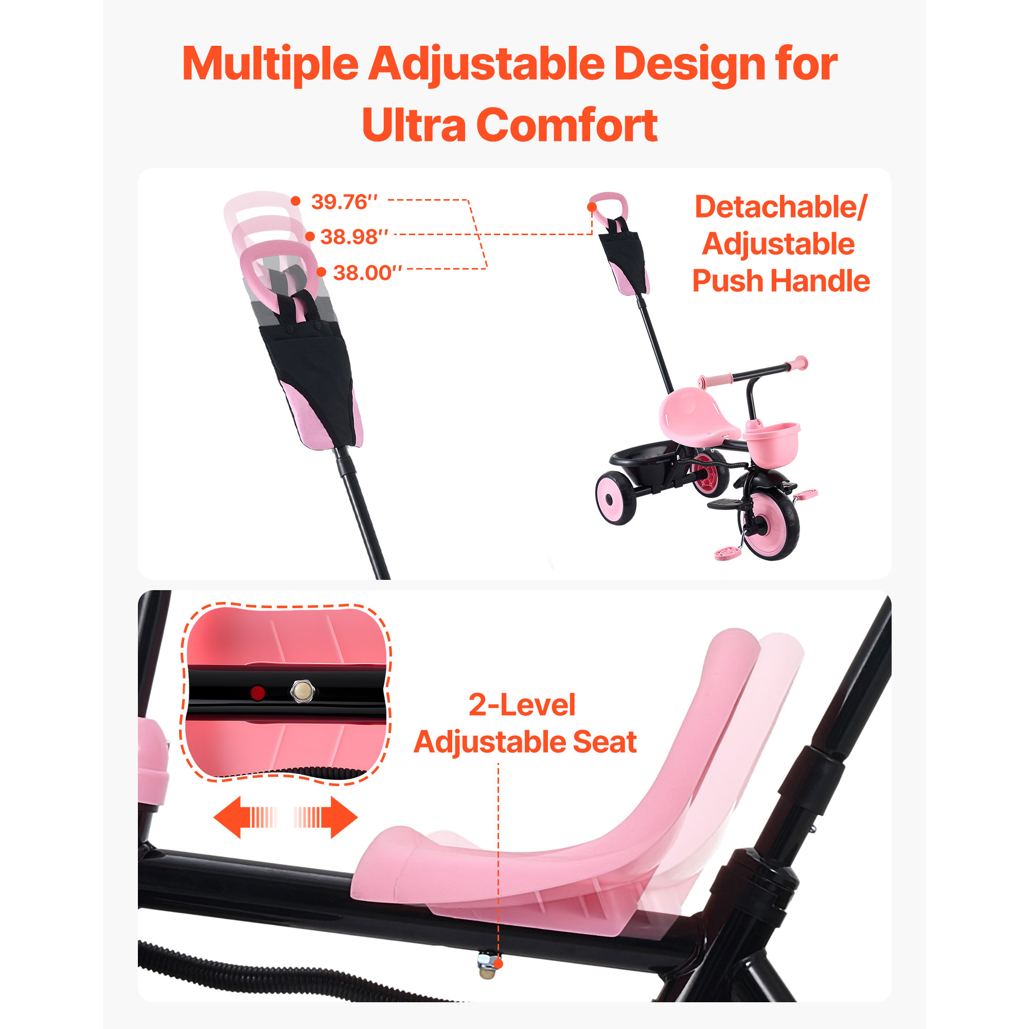 KFFKFF 2-in-1 Toddler Tricycle & Stroller, 18 Months to 5 Years photo 4