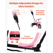 KFFKFF Toddler Tricycle & Stroller for Ages 18 Months to 5 Years, Kids Trike with Push Handle, Adjustable Seat & Storage, Outdoor Play Tricycle, Gift for Boys and Girls