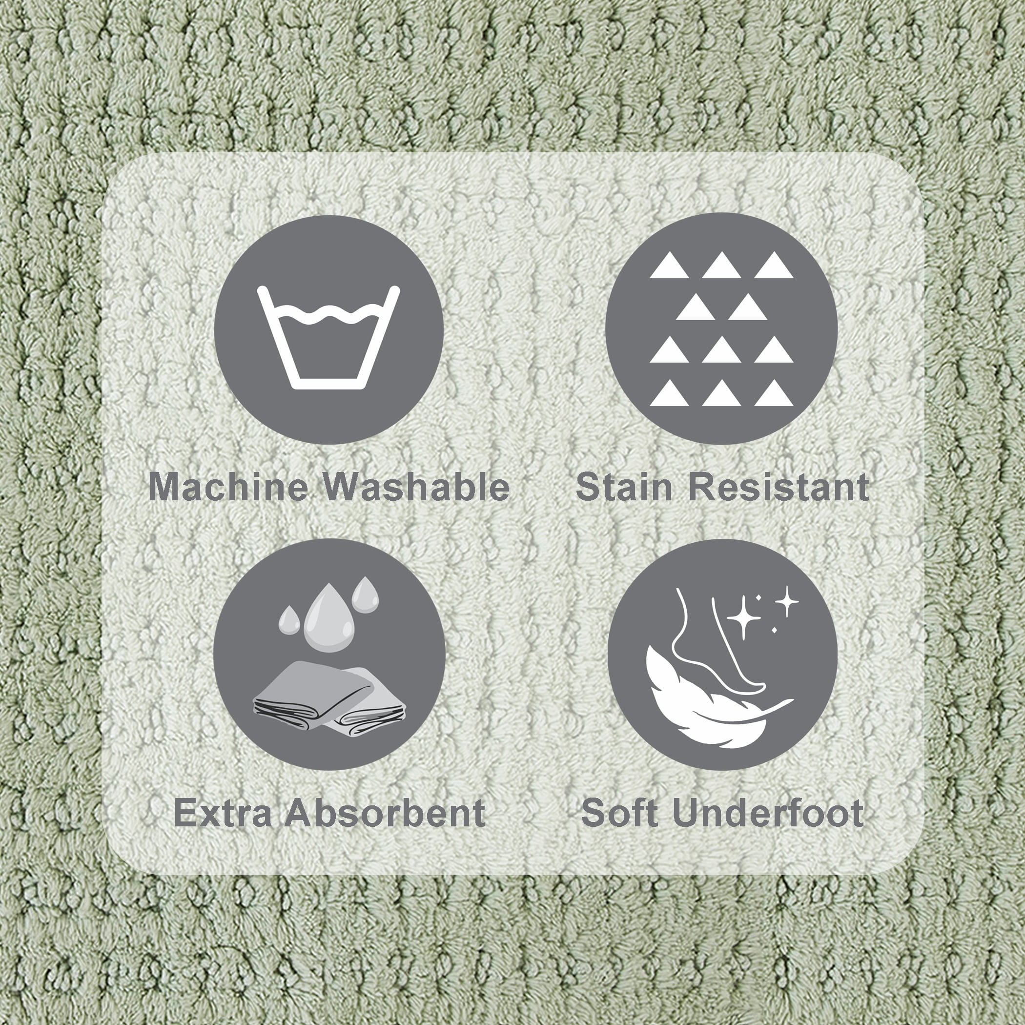 Beautiful Cotton Bath Rug by Drew Barrymore, Sage Green, 20x34"