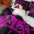 thumbnail image 4 of Castle Fairy Teens Video Game Bedding Comforter Set,Geometric Gamepads King Bedding Sets, 4 of 8